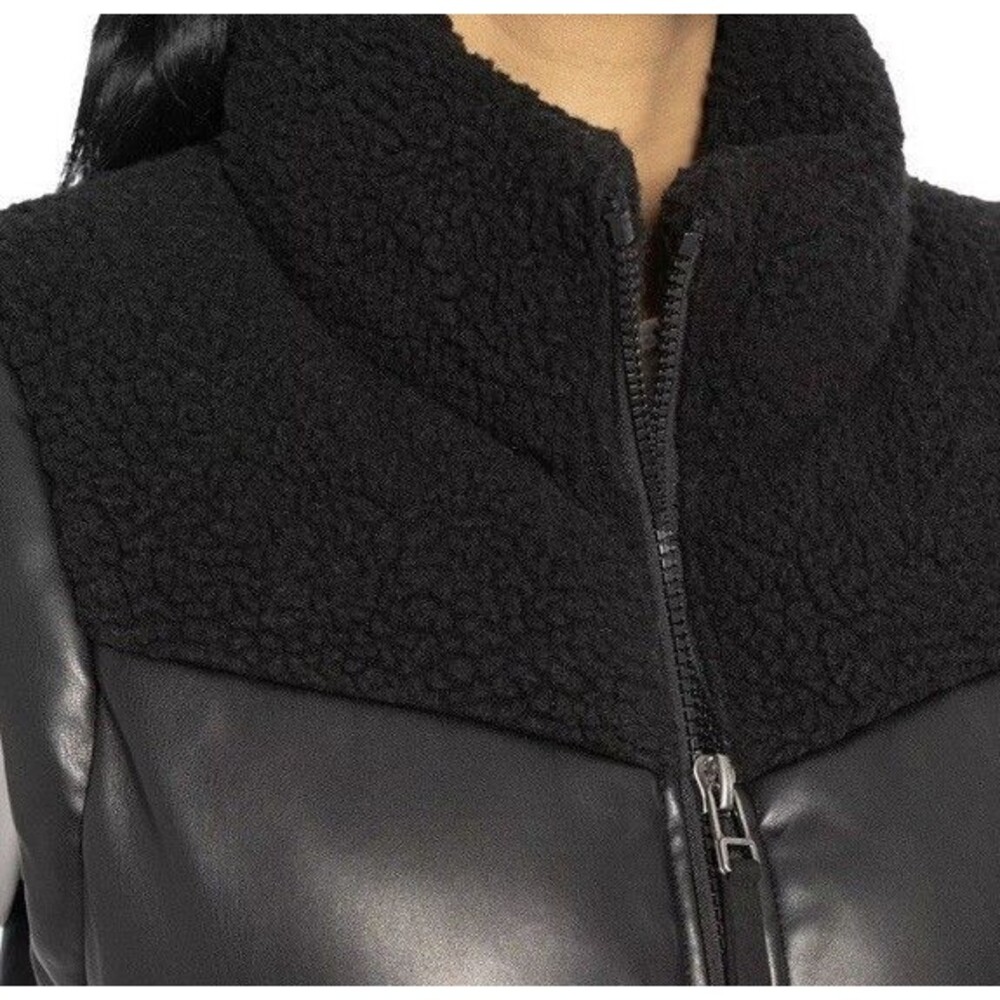 NWT BearPaw Women's Faux Leather Yoke Vest, Black, Size L - Picture 3 of 4